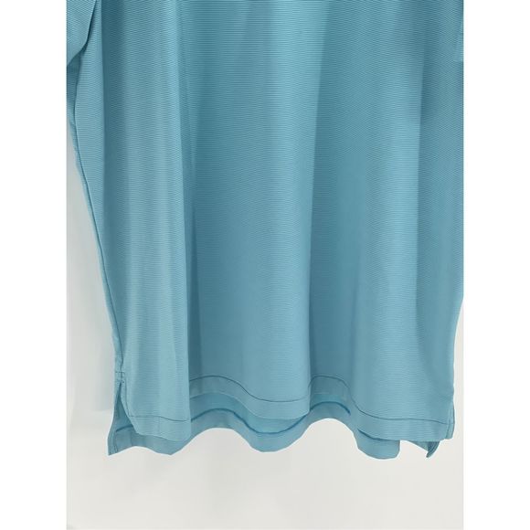 Peter Millar Polo Golf Shirt Men XL Blue Striped Short Sleeve Yellow‎ Flag - Picture 3 of 13